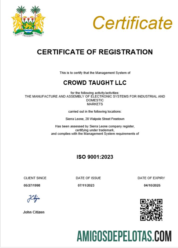 Certificado de registro comercial de Serra Leoa para download, modelo Word e PDF